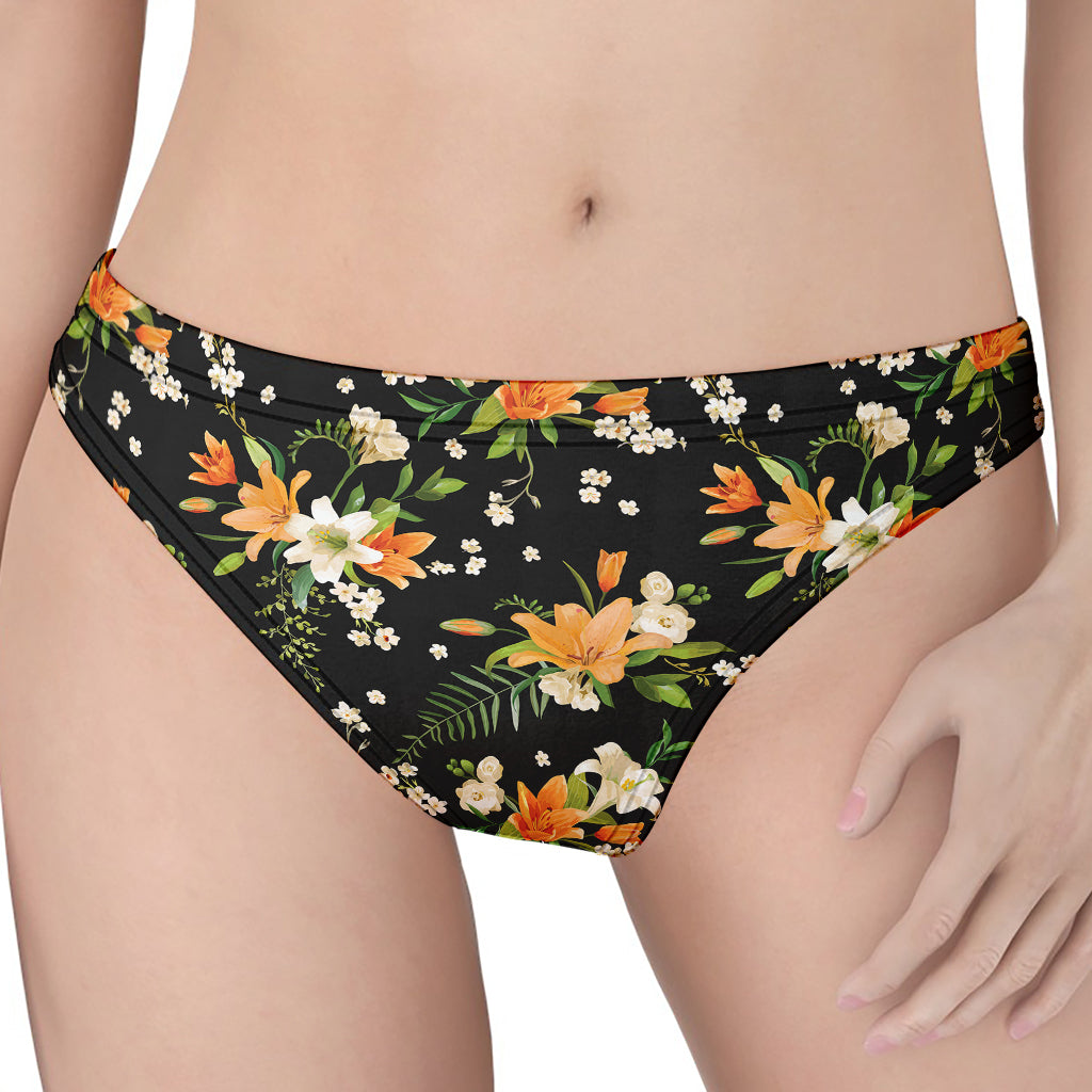 Spring Lily Flowers Pattern Print Women's Thong