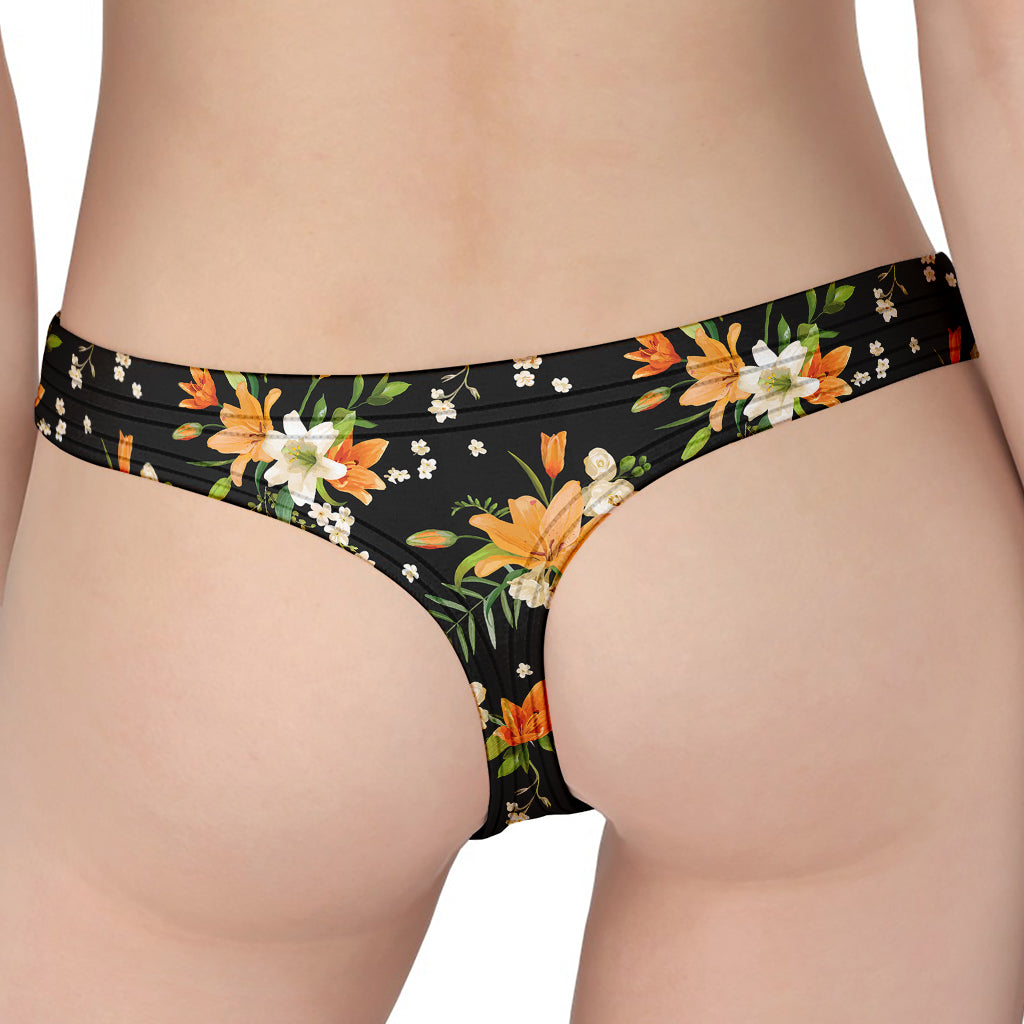 Spring Lily Flowers Pattern Print Women's Thong