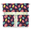 Sprinkles Donut Pattern Print 3 Piece Kitchen Curtains