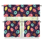 Sprinkles Donut Pattern Print 3 Piece Kitchen Curtains