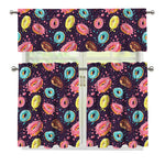 Sprinkles Donut Pattern Print 3 Piece Kitchen Curtains