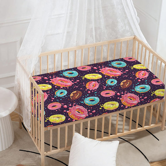 Sprinkles Donut Pattern Print Baby Crib Sheet