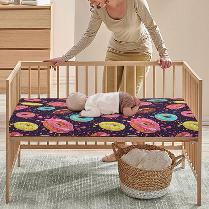 Sprinkles Donut Pattern Print Baby Crib Sheet