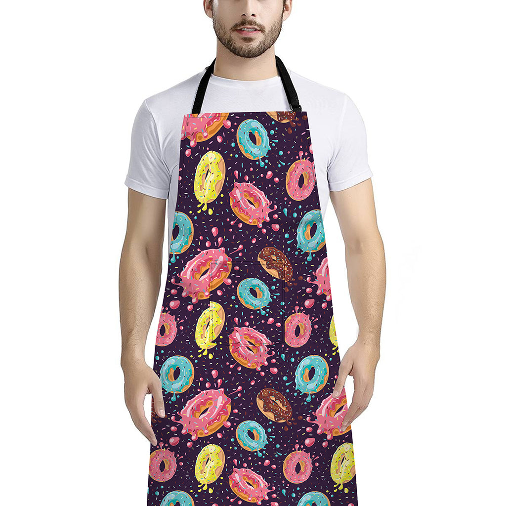 Sprinkles Donut Pattern Print Bib Apron With Pocket