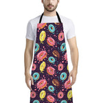 Sprinkles Donut Pattern Print Bib Apron With Pocket