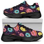 Sprinkles Donut Pattern Print Black Chunky Shoes