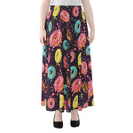 Sprinkles Donut Pattern Print Chiffon Maxi Skirt