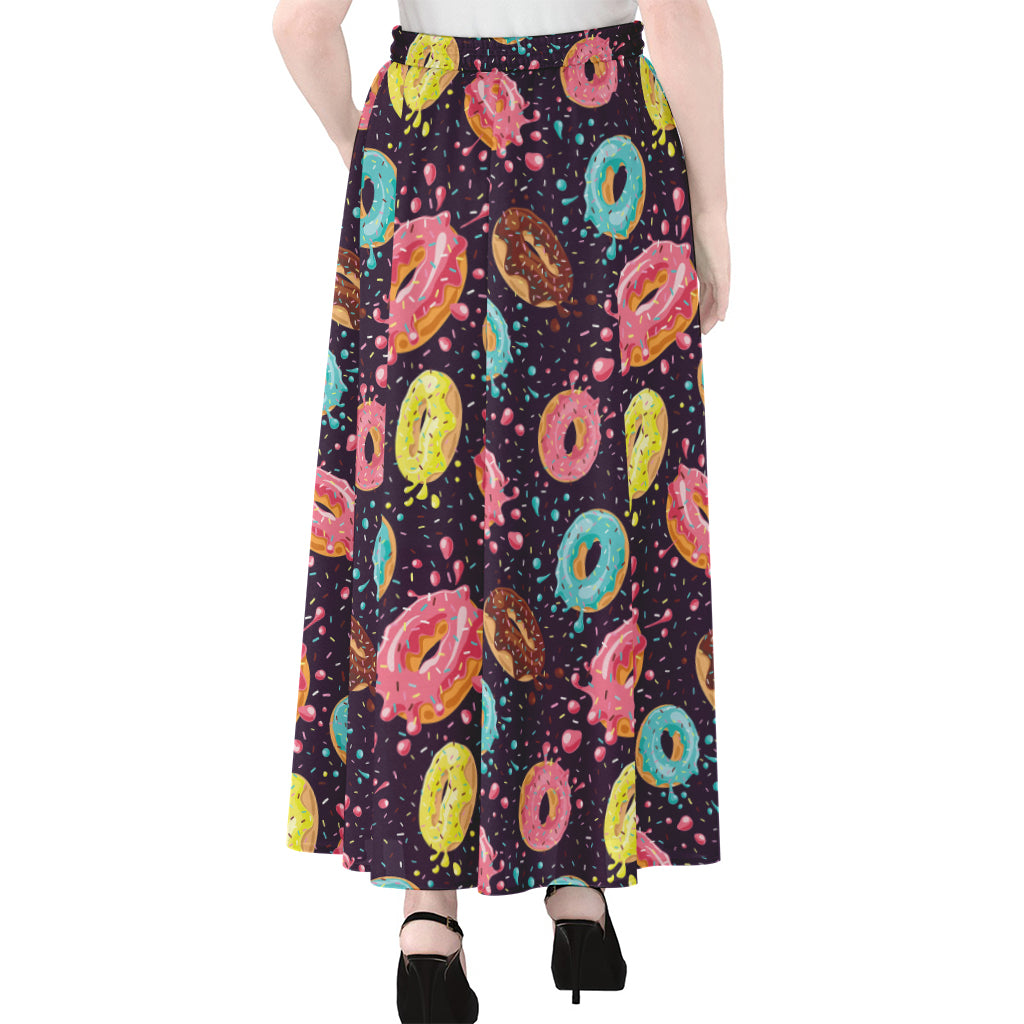 Sprinkles Donut Pattern Print Chiffon Maxi Skirt