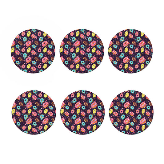 Sprinkles Donut Pattern Print Coaster Set