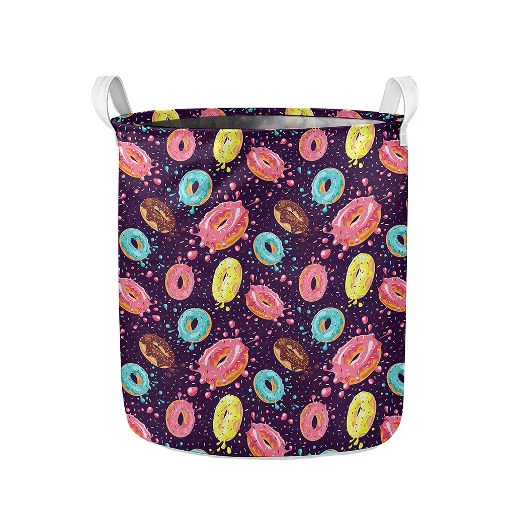 Sprinkles Donut Pattern Print Collapsible Laundry Basket