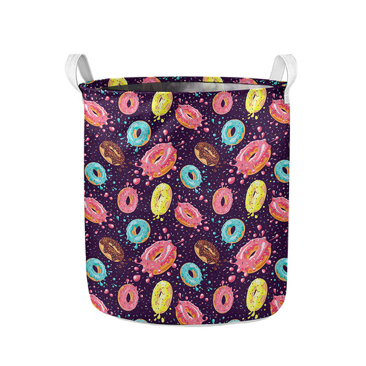 Sprinkles Donut Pattern Print Collapsible Laundry Basket