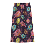 Sprinkles Donut Pattern Print Cotton Front Slit Maxi Skirt