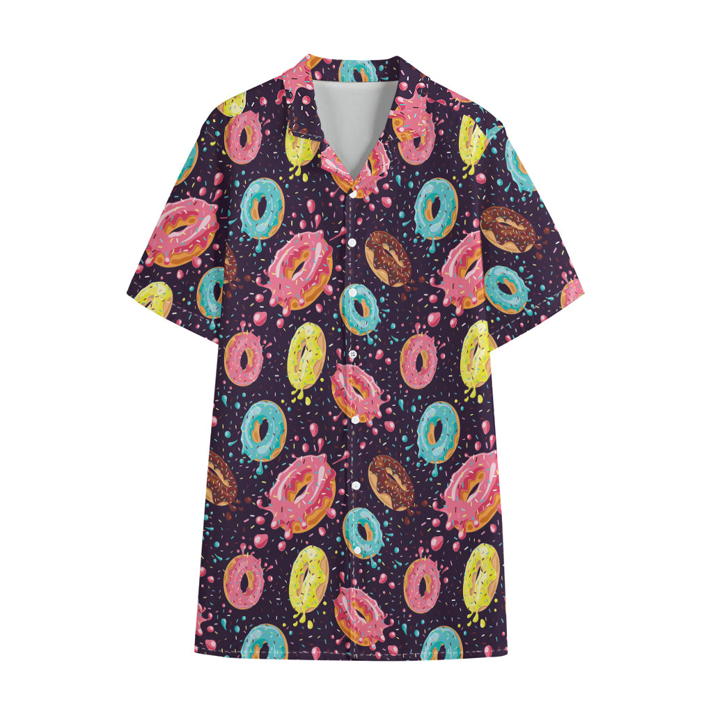 Sprinkles Donut Pattern Print Cotton Hawaiian Shirt