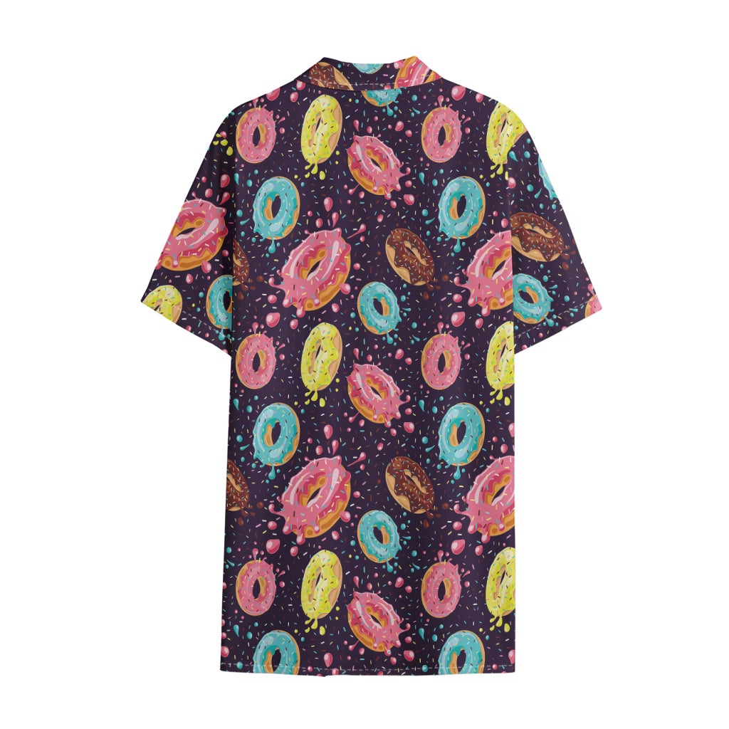 Sprinkles Donut Pattern Print Cotton Hawaiian Shirt