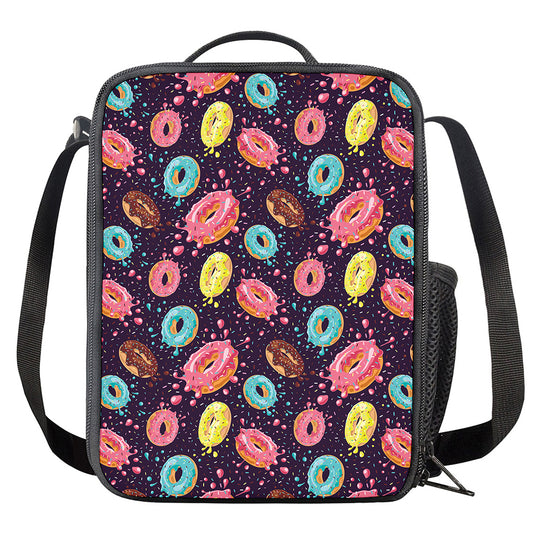 Sprinkles Donut Pattern Print Crossbody Lunch Bag