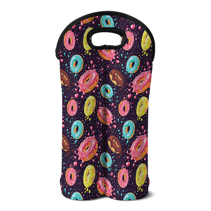 Sprinkles Donut Pattern Print Double Neoprene Wine Tote