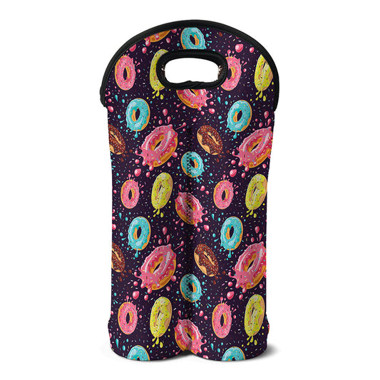 Sprinkles Donut Pattern Print Double Neoprene Wine Tote