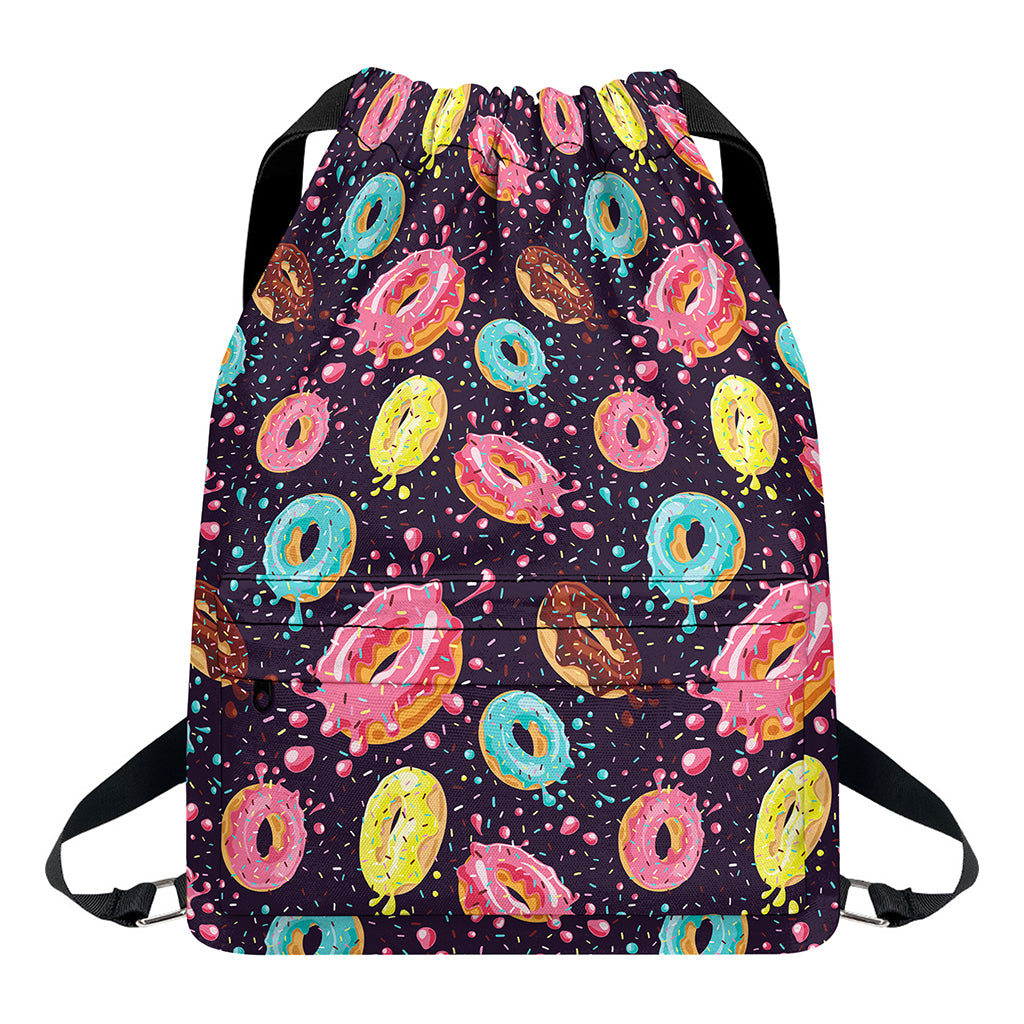 Sprinkles Donut Pattern Print Drawstring Backpack