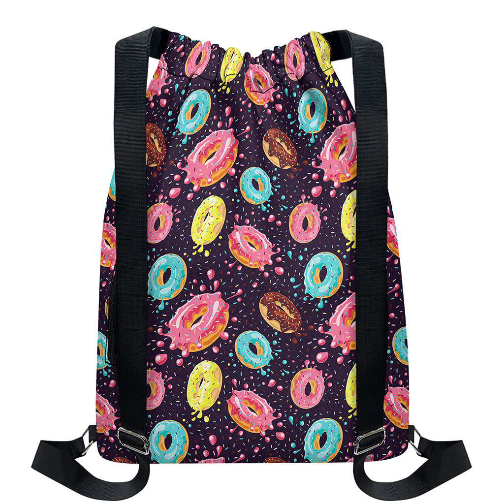 Sprinkles Donut Pattern Print Drawstring Backpack