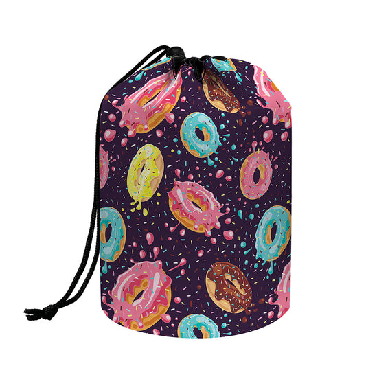 Sprinkles Donut Pattern Print Drawstring Makeup Bag