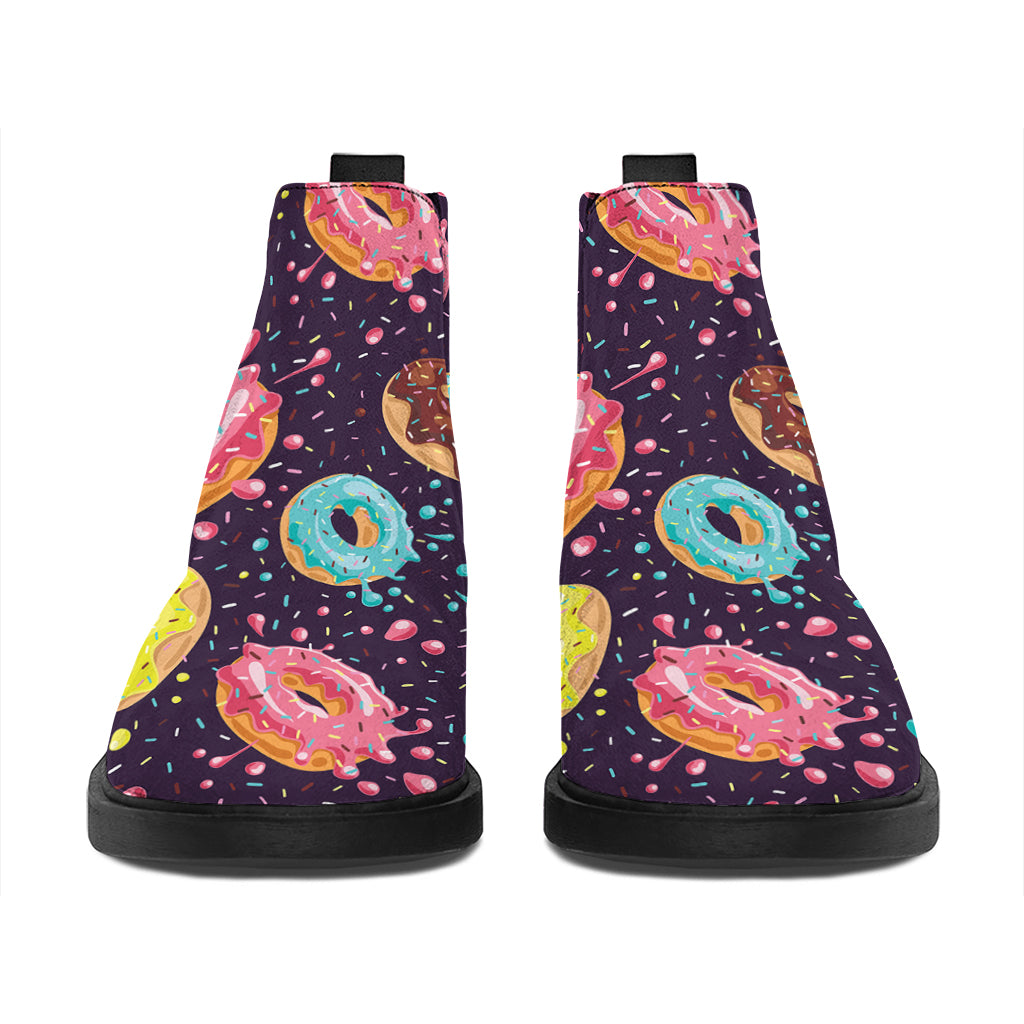 Sprinkles Donut Pattern Print Flat Ankle Boots