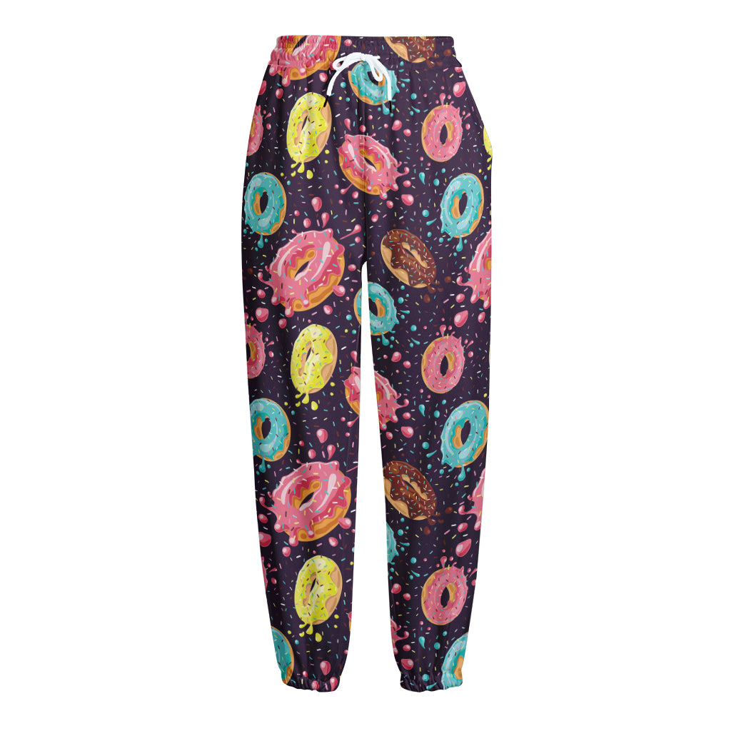 Sprinkles Donut Pattern Print Fleece Lined Knit Pants