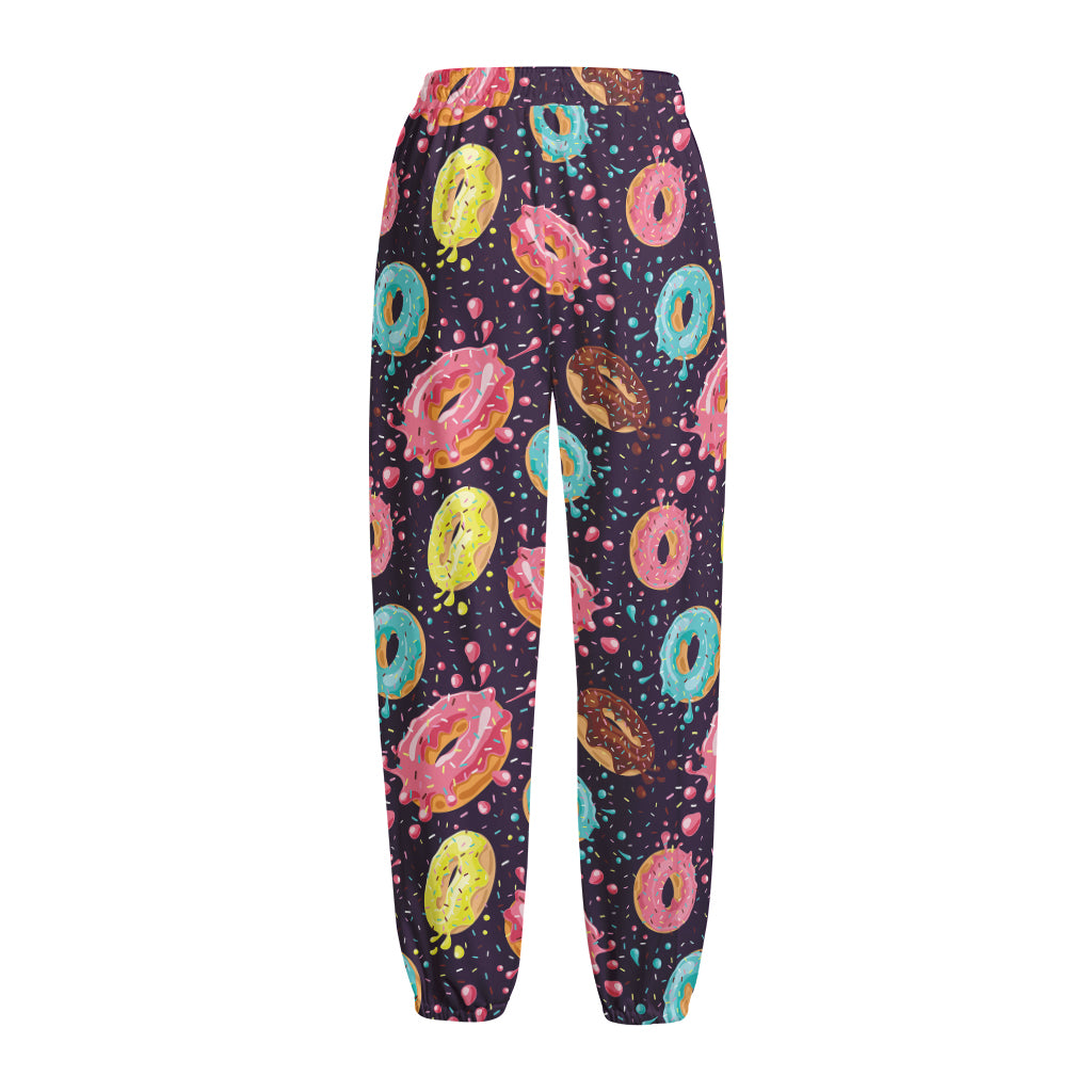 Sprinkles Donut Pattern Print Fleece Lined Knit Pants