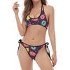 Sprinkles Donut Pattern Print Halter Scoop Tie Side Bikini