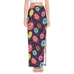 Sprinkles Donut Pattern Print High Slit Maxi Skirt