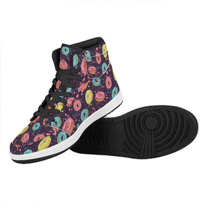 Sprinkles Donut Pattern Print High Top Leather Sneakers