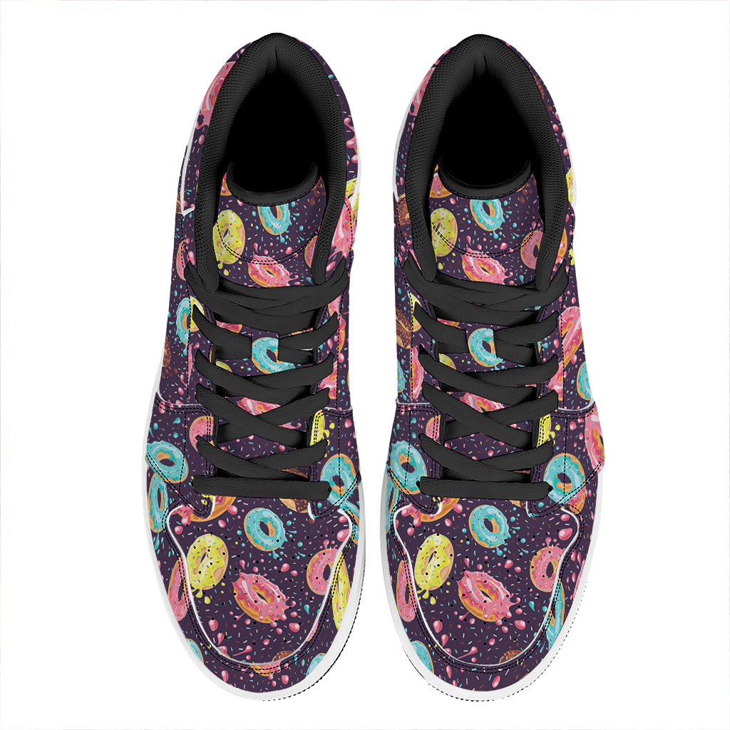 Sprinkles Donut Pattern Print High Top Leather Sneakers