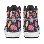 Sprinkles Donut Pattern Print High Top Leather Sneakers