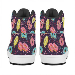 Sprinkles Donut Pattern Print High Top Leather Sneakers