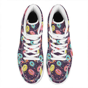 Sprinkles Donut Pattern Print High Top Leather Sneakers