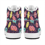 Sprinkles Donut Pattern Print High Top Leather Sneakers