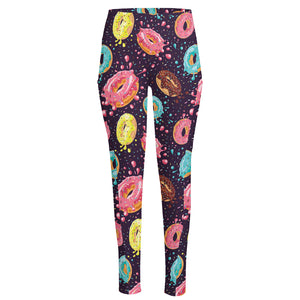 Sprinkles Donut Pattern Print High-Waisted Pocket Leggings