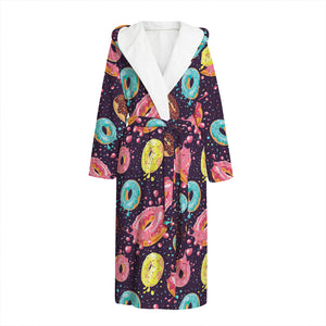 Sprinkles Donut Pattern Print Hooded Bathrobe