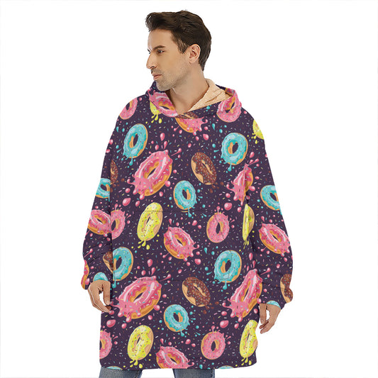 Sprinkles Donut Pattern Print Hoodie Blanket