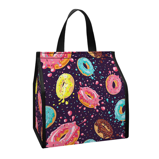 Sprinkles Donut Pattern Print Insulated Lunch Tote