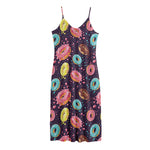 Sprinkles Donut Pattern Print Jersey Midi Cami Dress