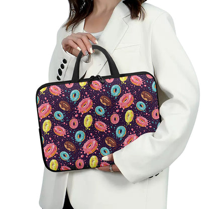 Sprinkles Donut Pattern Print Laptop Sleeve With Handle
