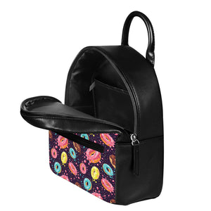 Sprinkles Donut Pattern Print Leather Backpack