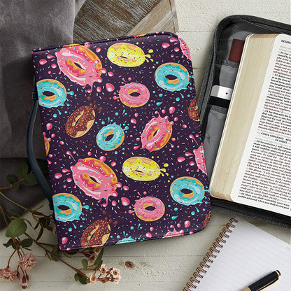 Sprinkles Donut Pattern Print Leather Bible Cover