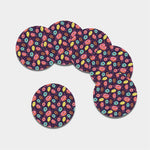 Sprinkles Donut Pattern Print Leather Coaster Set