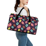 Sprinkles Donut Pattern Print Leather Duffle Bag