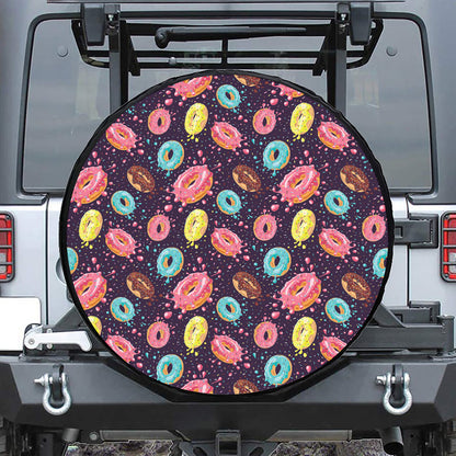 Sprinkles Donut Pattern Print Leather Spare Tire Cover