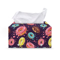 Sprinkles Donut Pattern Print Leather Tissue Box Cover