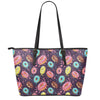 Sprinkles Donut Pattern Print Leather Tote Bag