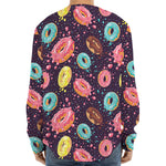 Sprinkles Donut Pattern Print Long Sleeve Baseball Jersey