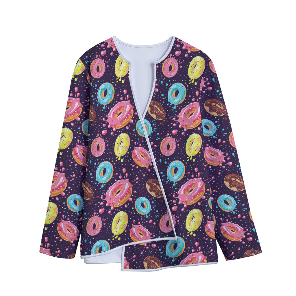 Sprinkles Donut Pattern Print Long Sleeve Short Coat